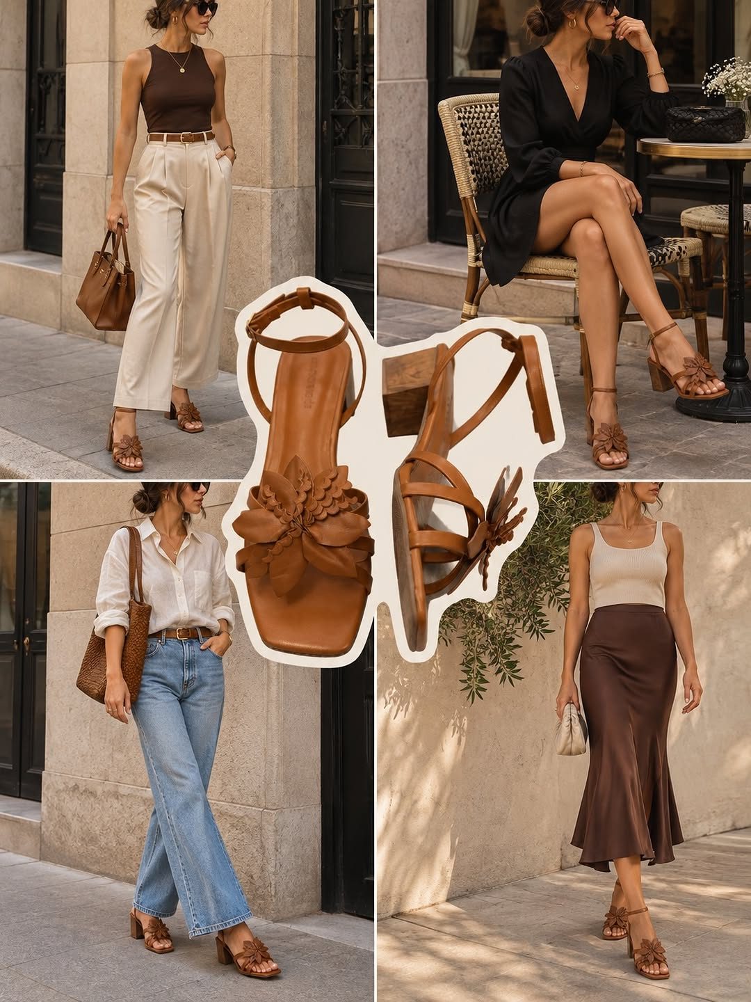 Ideias de looks com sandálias caramelo